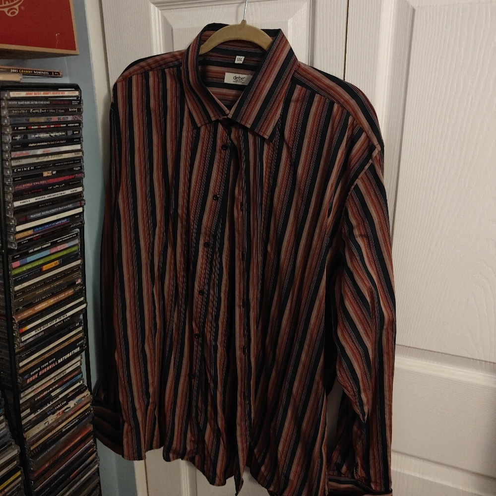 Debe Collezione Men's Multicolor Striped Button Down Shirt